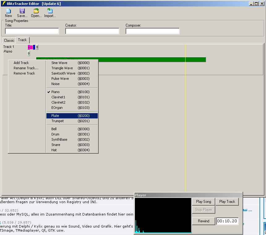Menu des Editors
